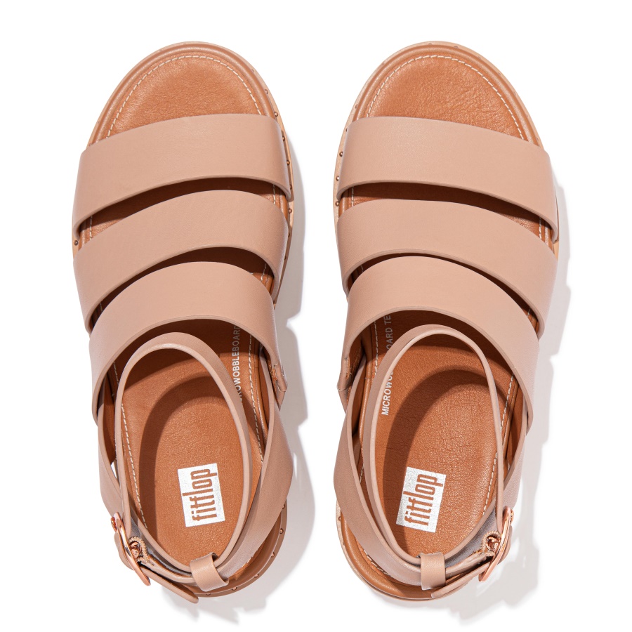 Fitflop ELOISE Espadrille Leather Wedge Sandals Naked Pink