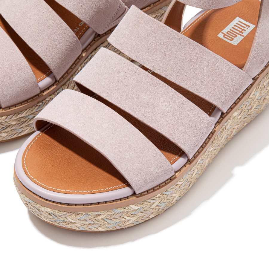 Fitflop ELOISE Espadrille Suede Wedge Sandals Soft Lilac