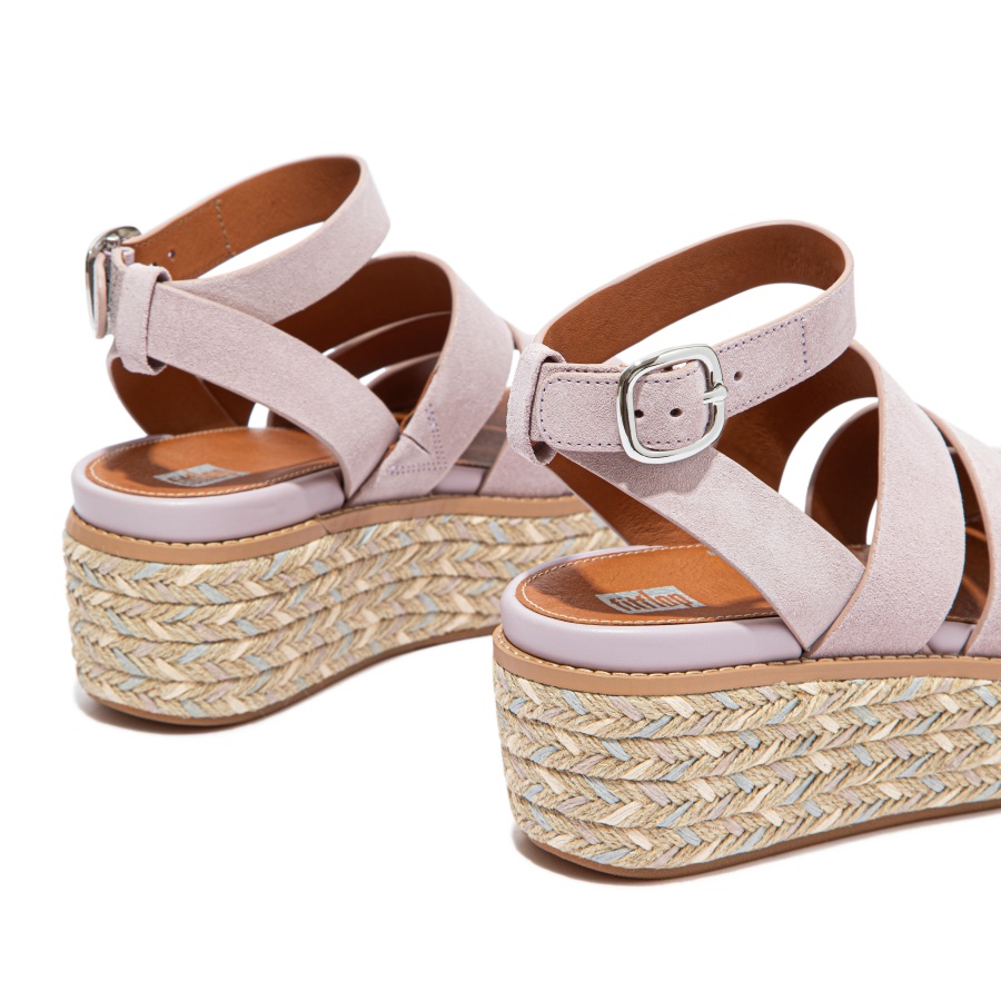 Fitflop ELOISE Espadrille Suede Wedge Sandals Soft Lilac