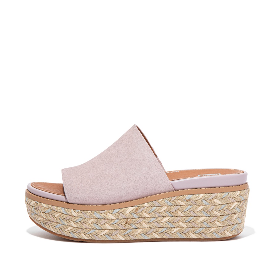 Fitflop ELOISE Espadrille Suede Wedge Slides Soft Lilac