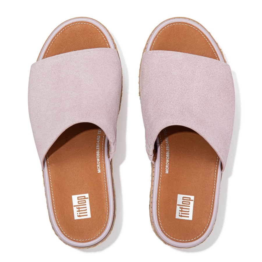 Fitflop ELOISE Espadrille Suede Wedge Slides Soft Lilac