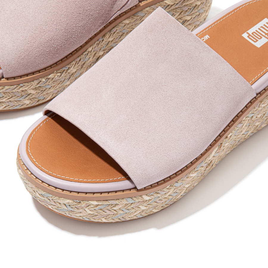 Fitflop ELOISE Espadrille Suede Wedge Slides Soft Lilac