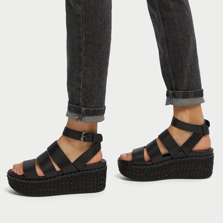 Fitflop ELOISE Espadrille Wedge Sandals Black