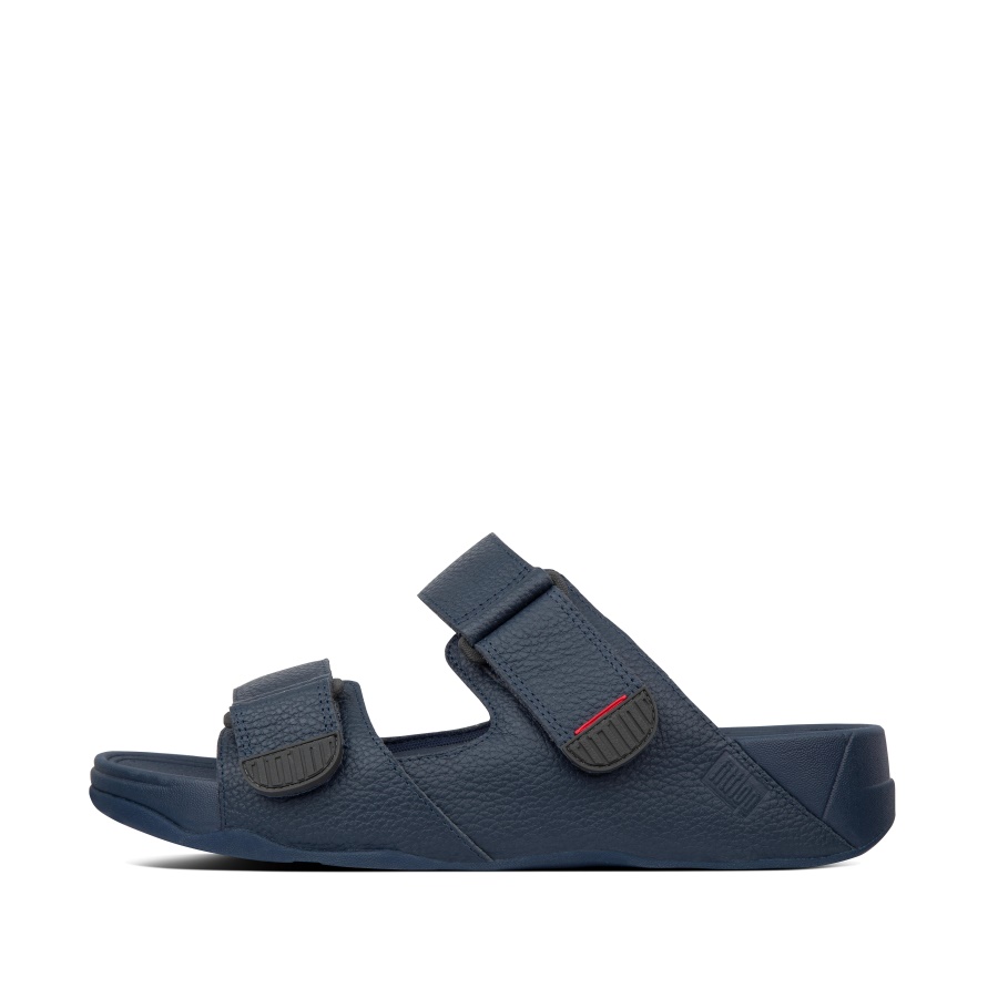 Fitflop GOGH MOC Mens Adjustable Leather Slides Midnight Navy