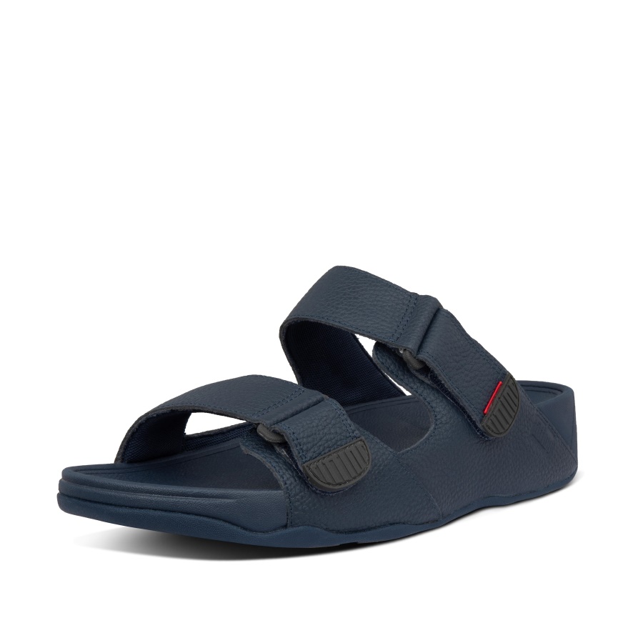 Fitflop GOGH MOC Mens Adjustable Leather Slides Midnight Navy