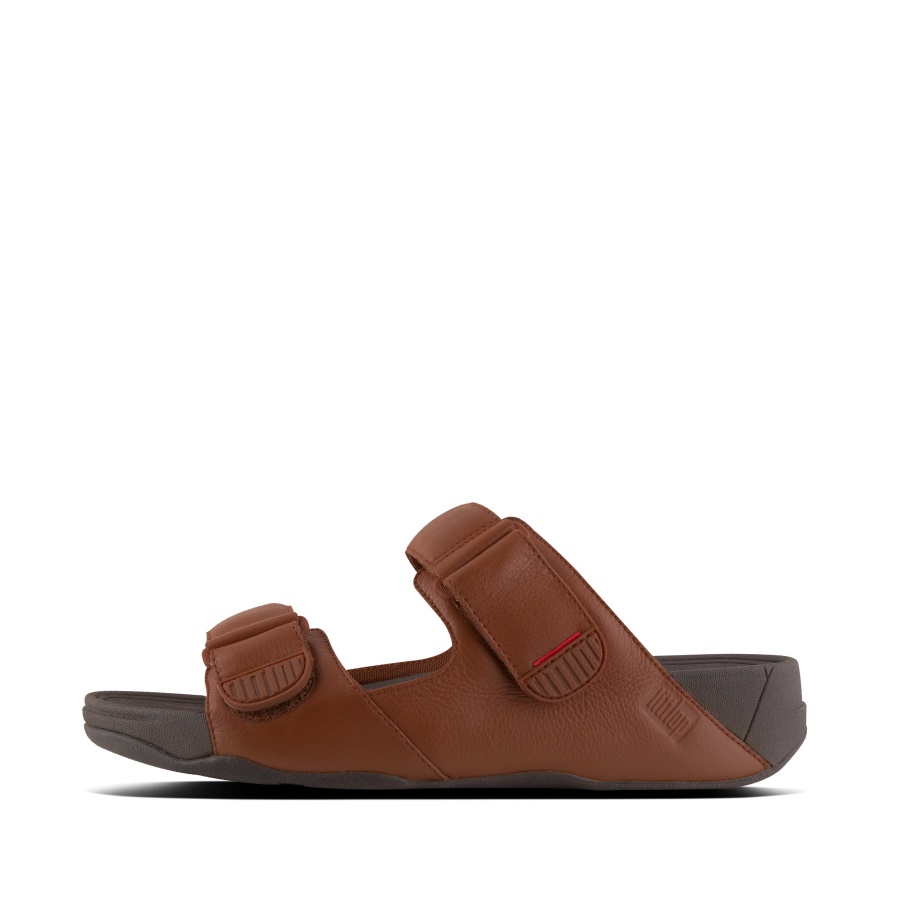 Fitflop GOGH Mens Leather Sandals Dark Tan