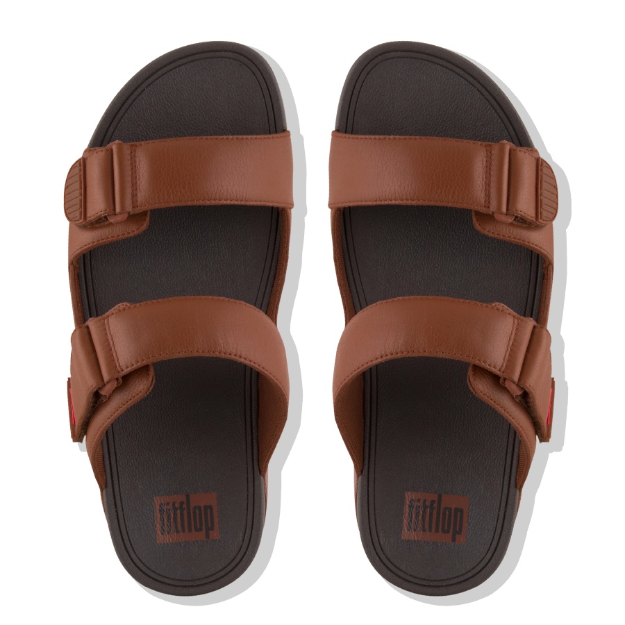 Fitflop GOGH Mens Leather Sandals Dark Tan