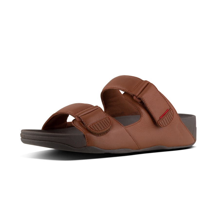 Fitflop GOGH Mens Leather Sandals Dark Tan