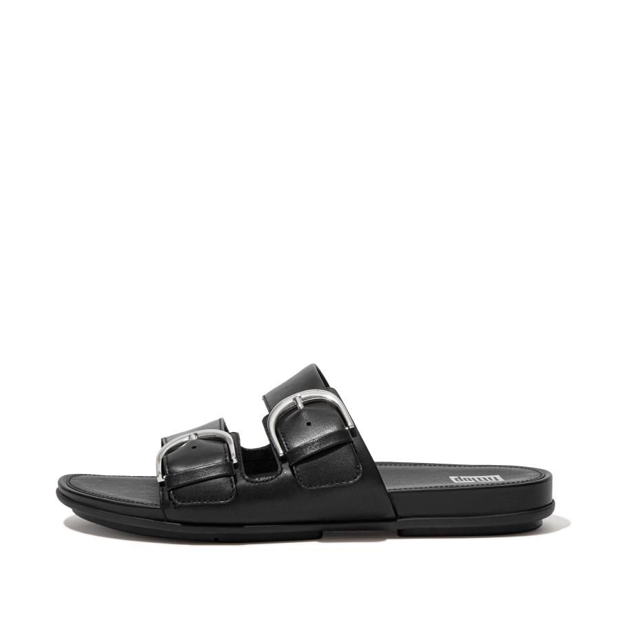 Fitflop GRACIE Buckle Leather Slides All Black