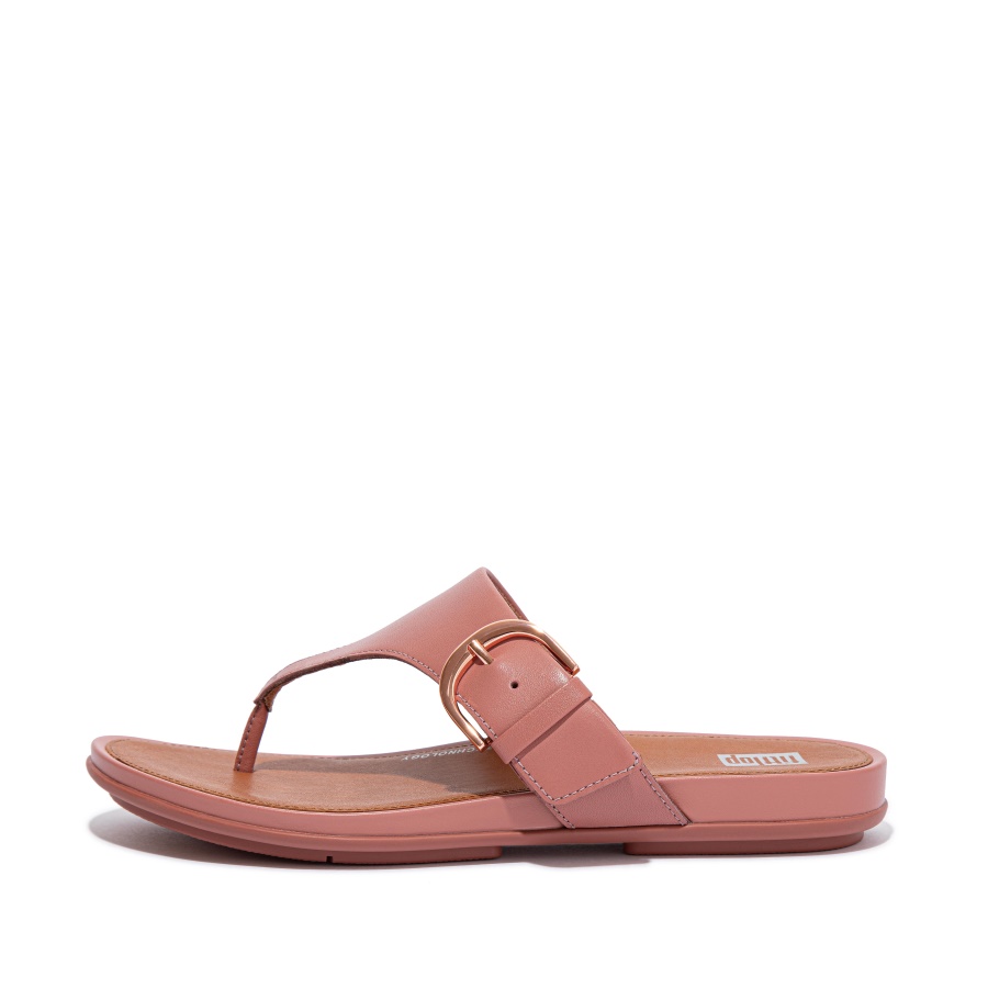 Fitflop GRACIE Buckle Leather Toe-Post Sandals Warm Rose