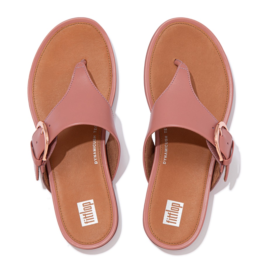 Fitflop GRACIE Buckle Leather Toe-Post Sandals Warm Rose