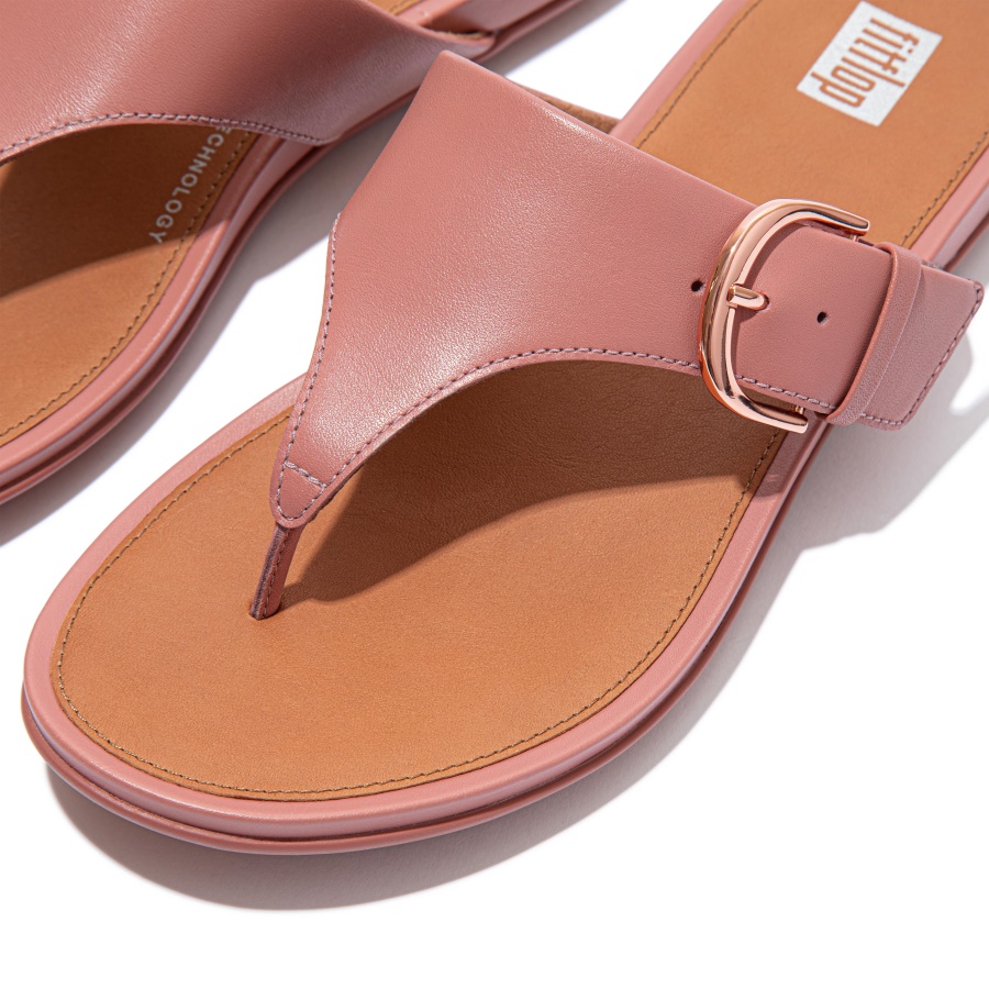 Fitflop GRACIE Buckle Leather Toe-Post Sandals Warm Rose