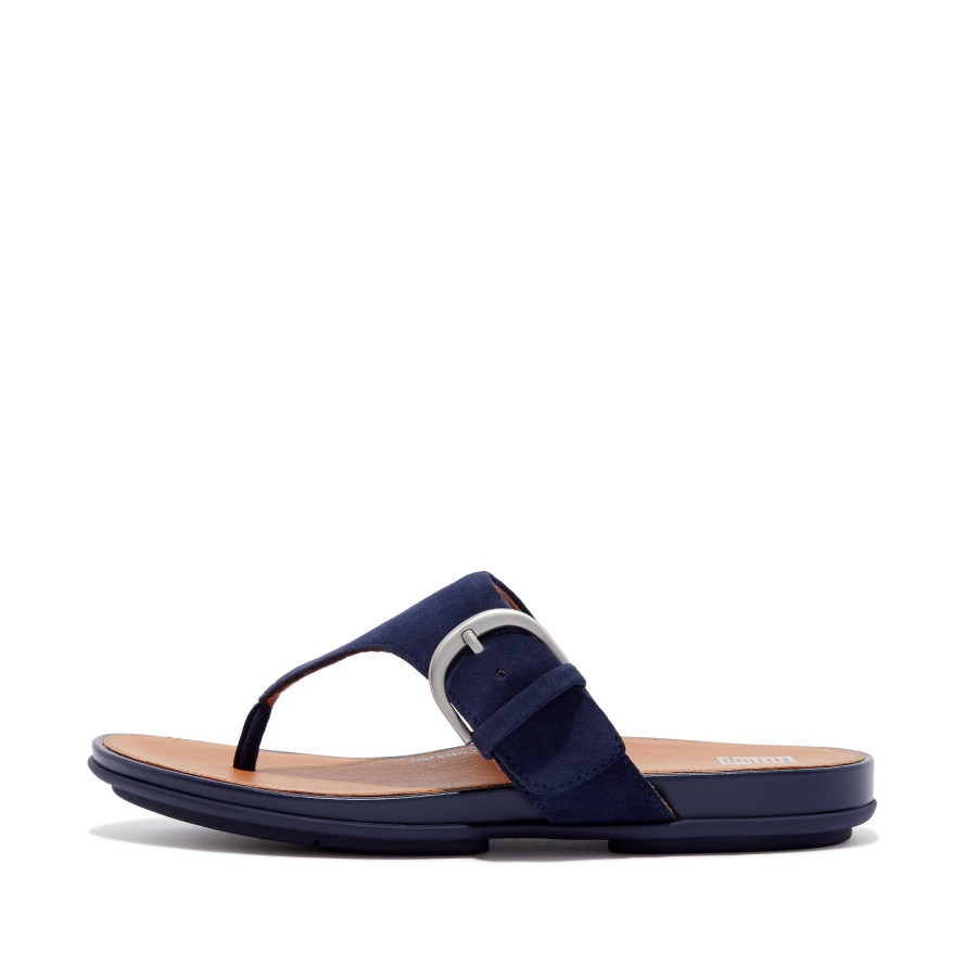 Fitflop GRACIE Buckle Suede Toe-Post Sandals Midnight Navy