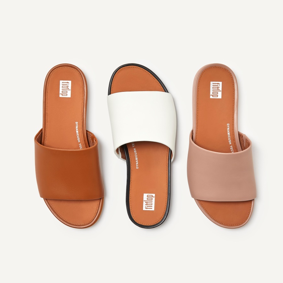 Fitflop GRACIE Leather Slides Beige