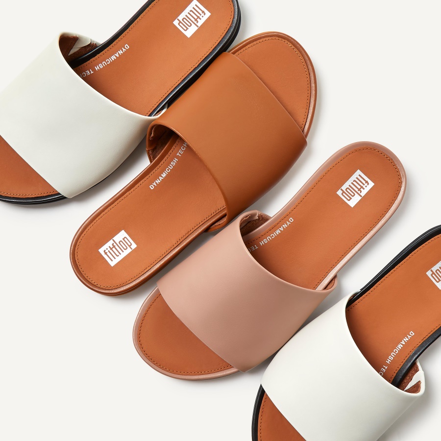 Fitflop GRACIE Leather Slides Cream