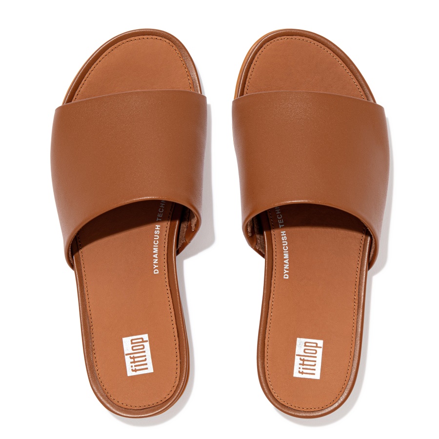 Fitflop GRACIE Leather Slides Light Tan