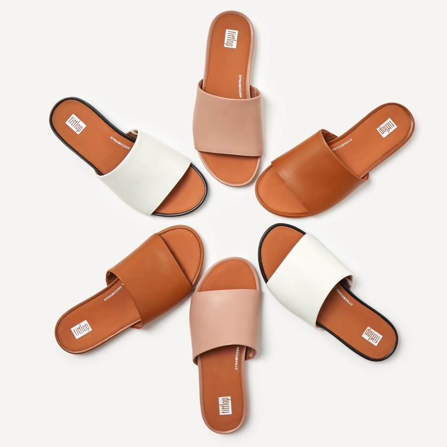 Fitflop GRACIE Leather Slides Light Tan