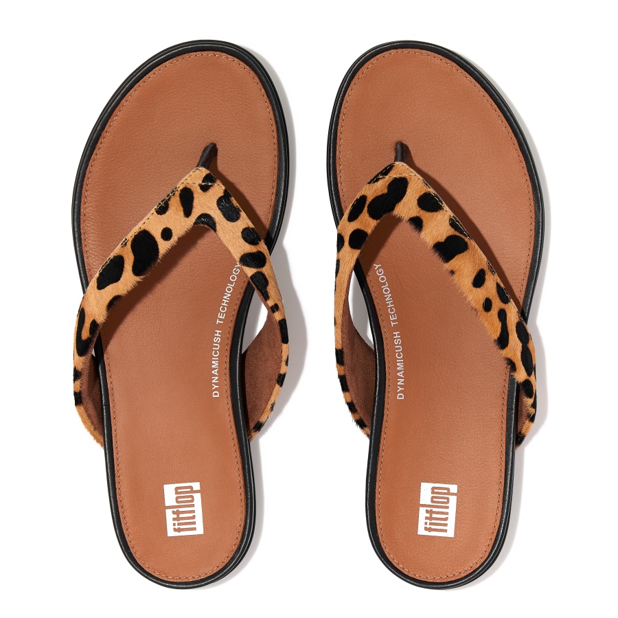 Fitflop GRACIE Leopard-Print Leather Flip-Flops Leopard