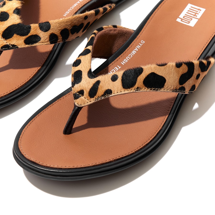 Fitflop GRACIE Leopard-Print Leather Flip-Flops Leopard