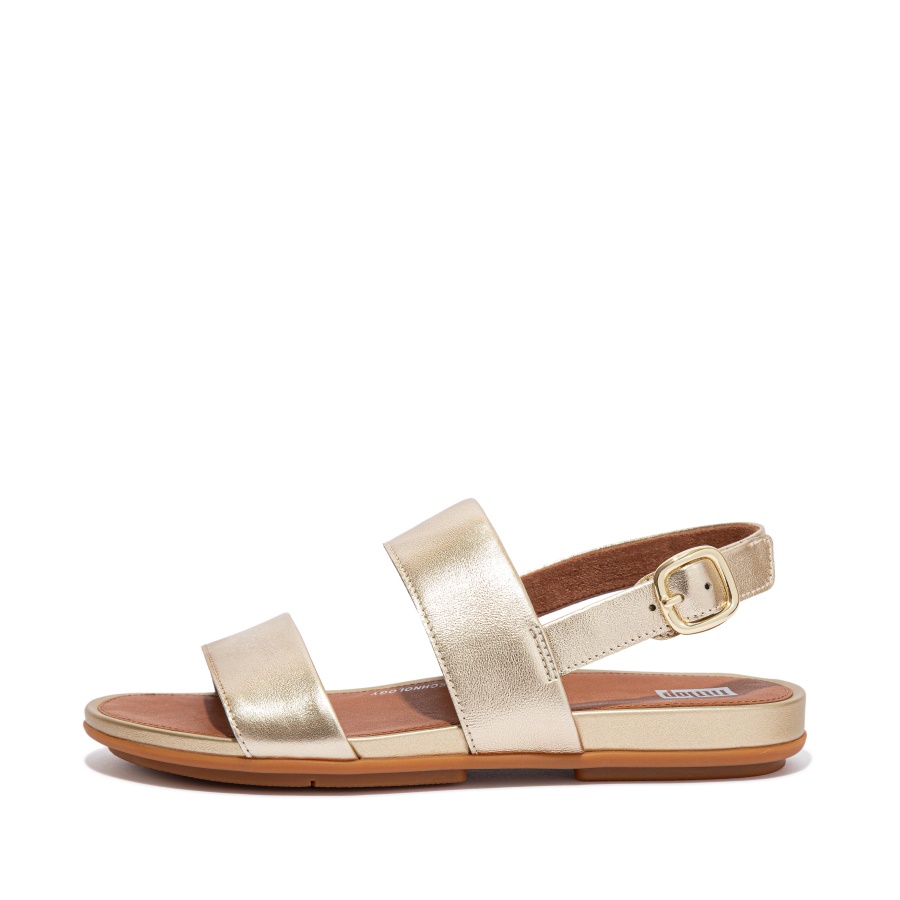 Fitflop GRACIE Metallic Leather Back-Strap Sandals Platino