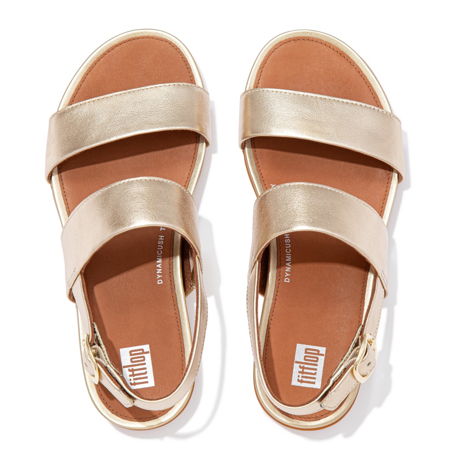 Fitflop GRACIE Metallic Leather Back-Strap Sandals Platino