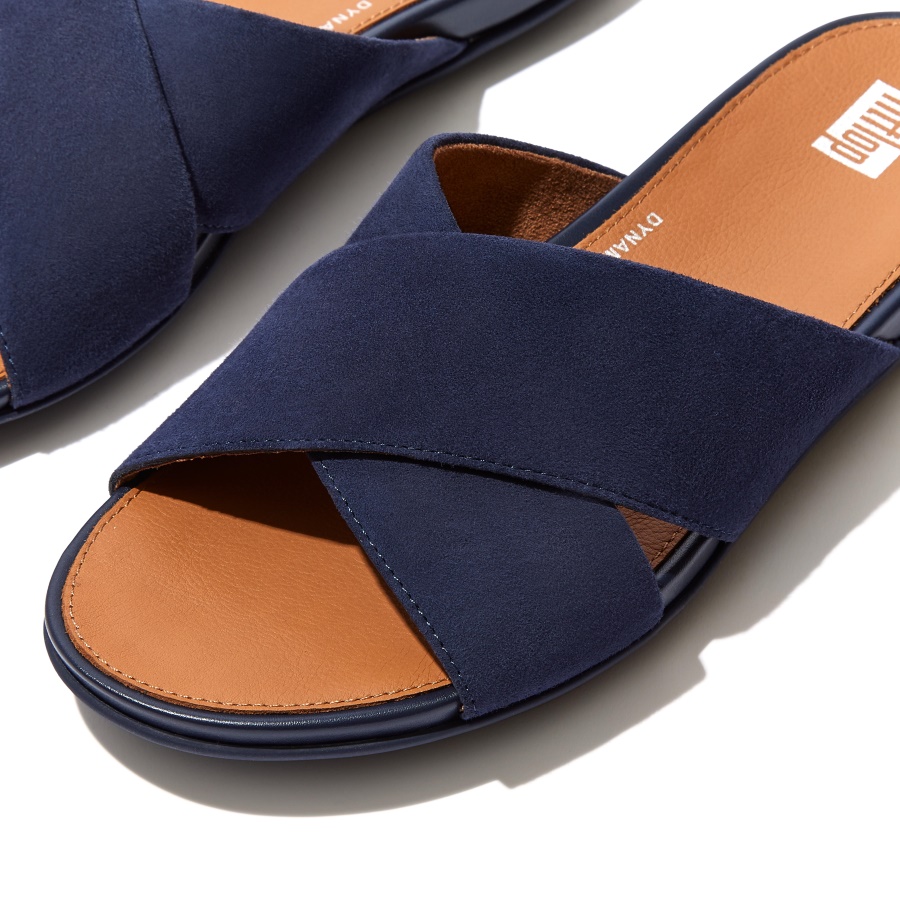 Fitflop GRACIE Suede Cross Slides Midnight Navy