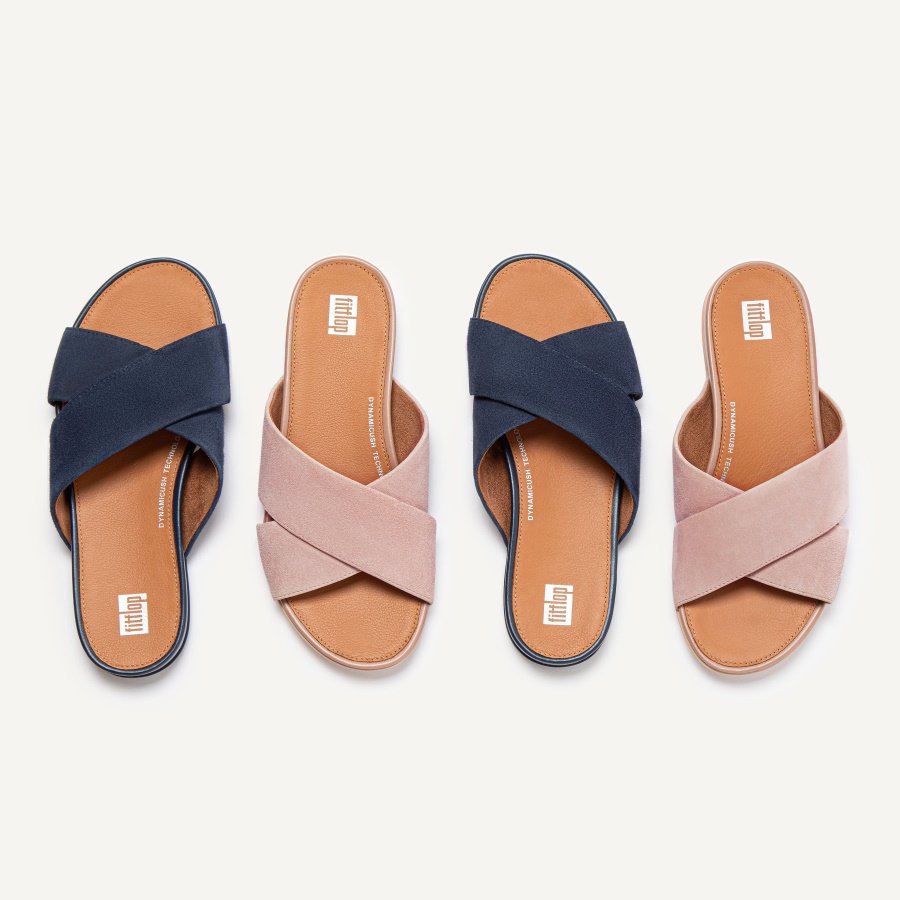 Fitflop GRACIE Suede Cross Slides Midnight Navy