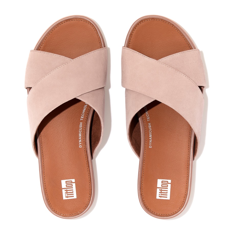 Fitflop GRACIE Suede Cross Slides Naked Pink