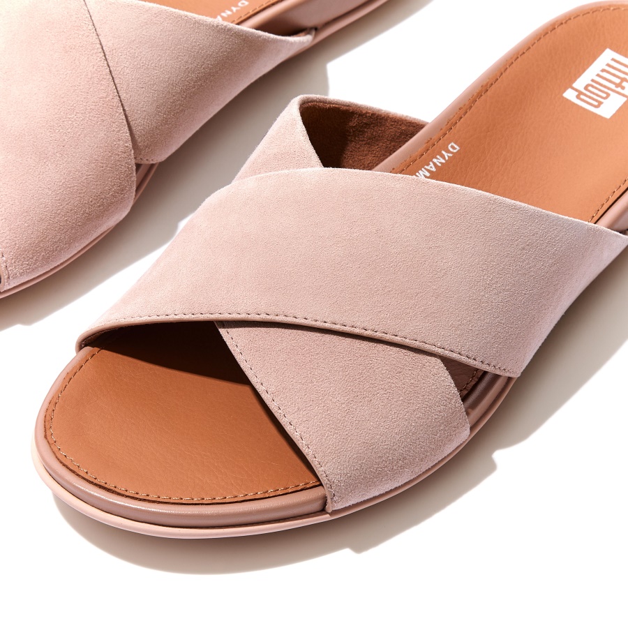 Fitflop GRACIE Suede Cross Slides Naked Pink