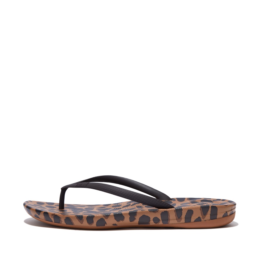 Fitflop IQUSHION Leopard-Print Ergonomic Flip-Flops Leopard