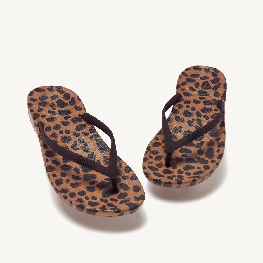 Fitflop IQUSHION Leopard-Print Ergonomic Flip-Flops Leopard