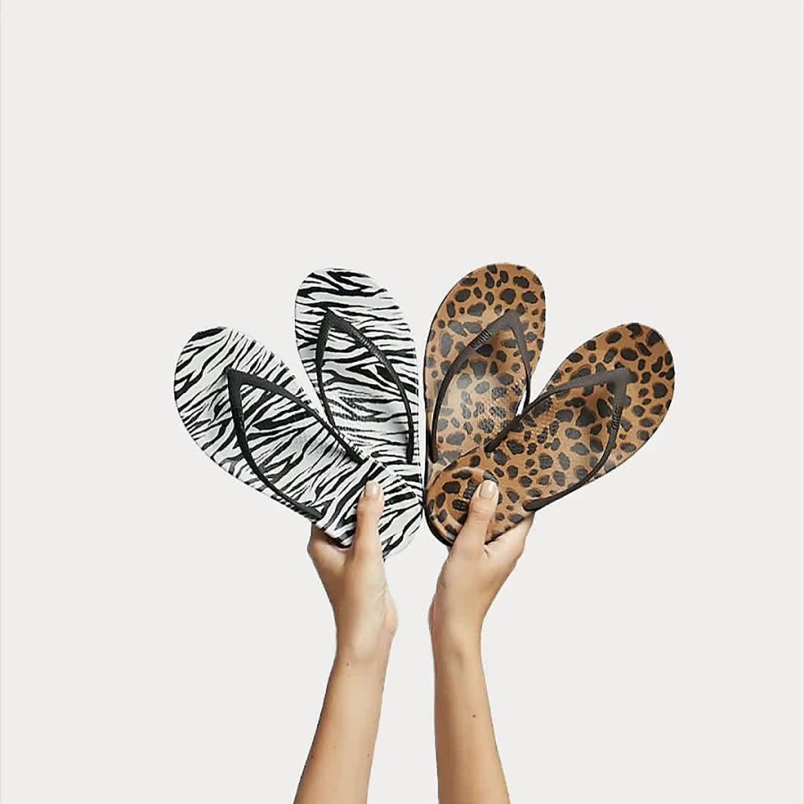 Fitflop IQUSHION Leopard-Print Ergonomic Flip-Flops Leopard