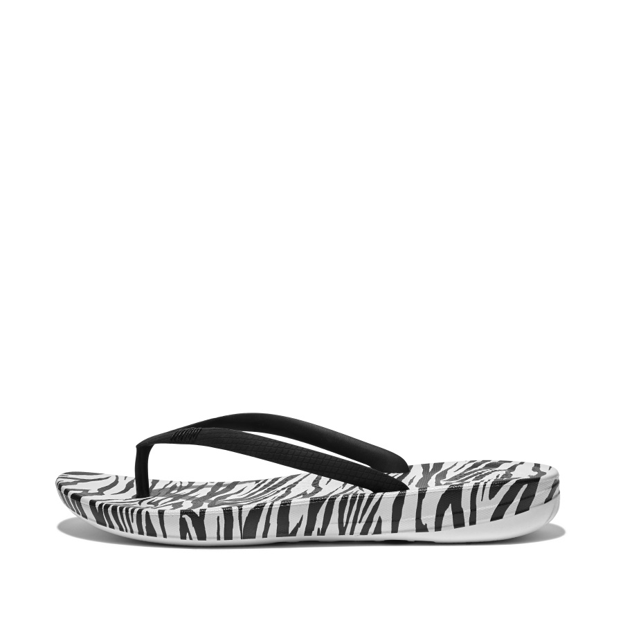 Fitflop IQUSHION Zebra-Print Ergonomic Flip-Flops Zebra