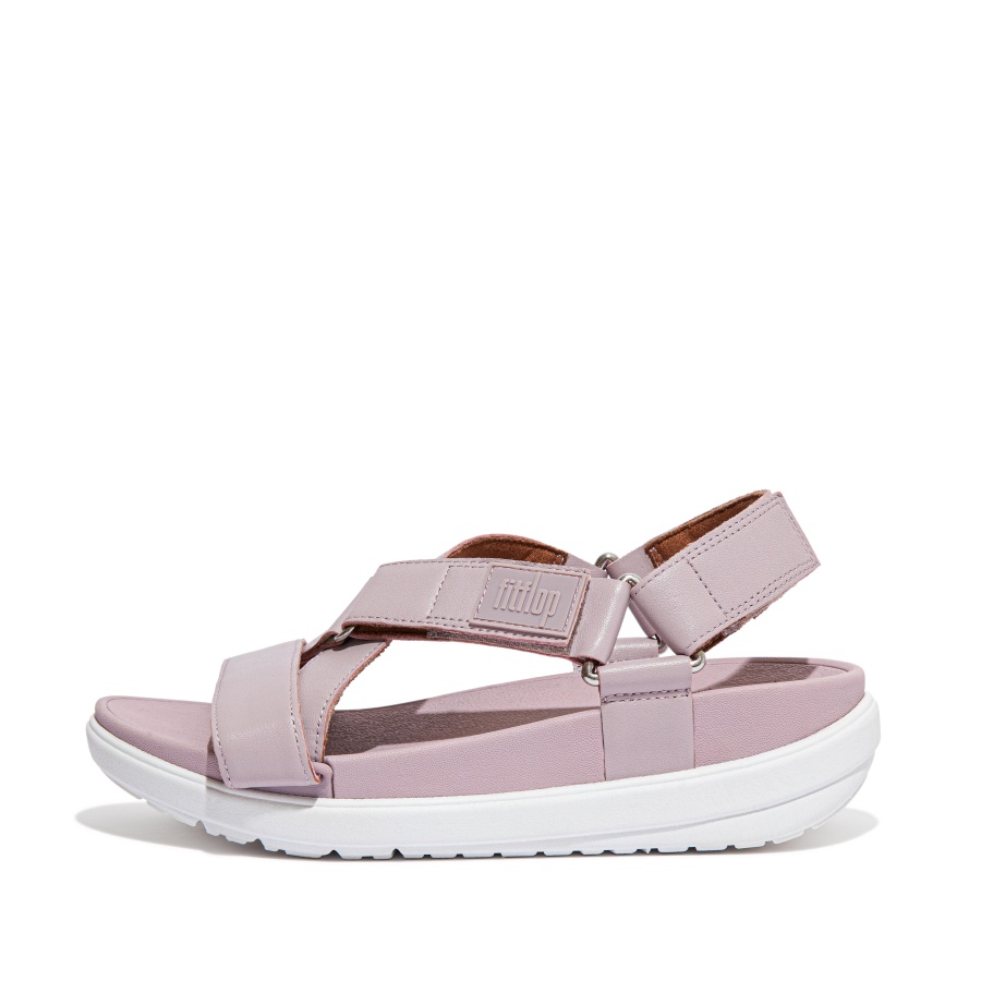 Fitflop LOOSH Leather Cross-Strap Sandals Soft Lilac