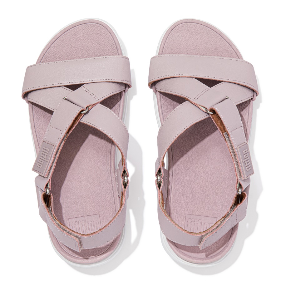 Fitflop LOOSH Leather Cross-Strap Sandals Soft Lilac