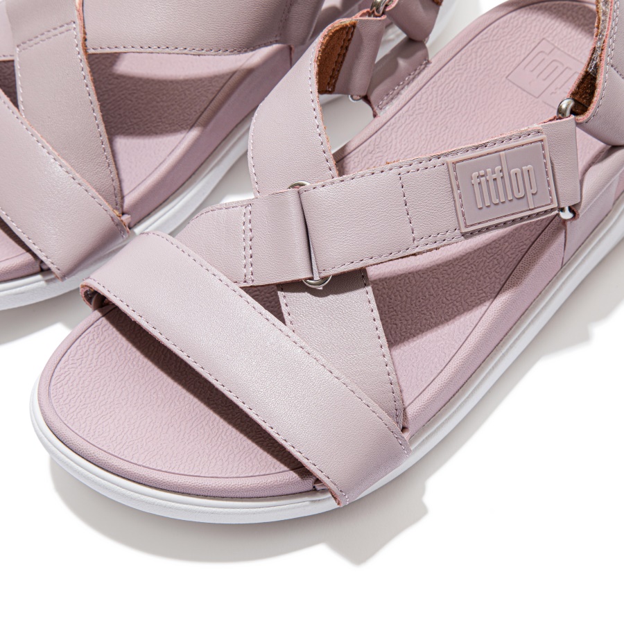 Fitflop LOOSH Leather Cross-Strap Sandals Soft Lilac