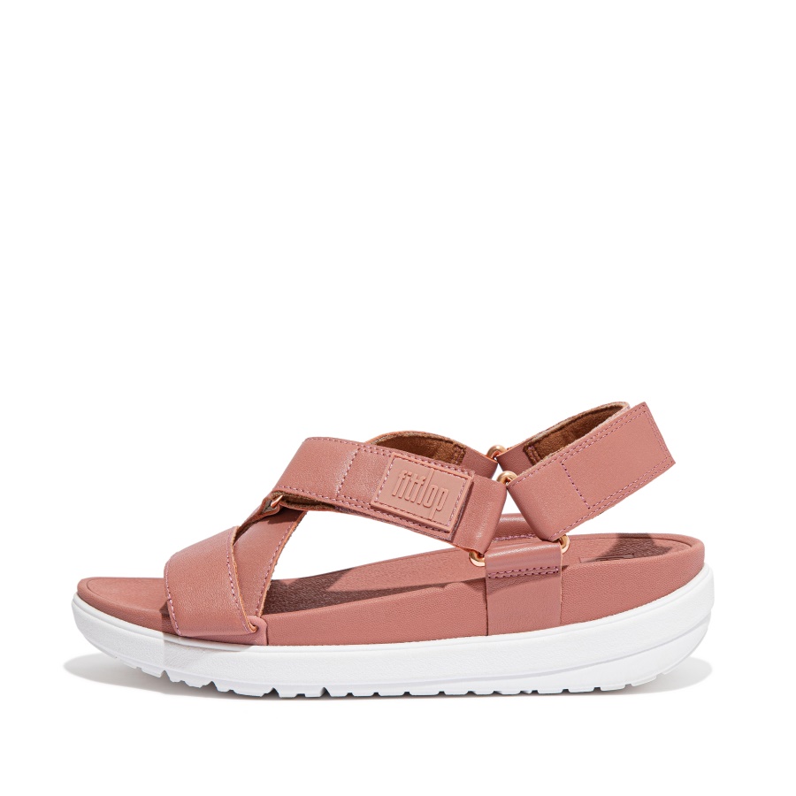 Fitflop LOOSH Leather Cross-Strap Sandals Warm Rose