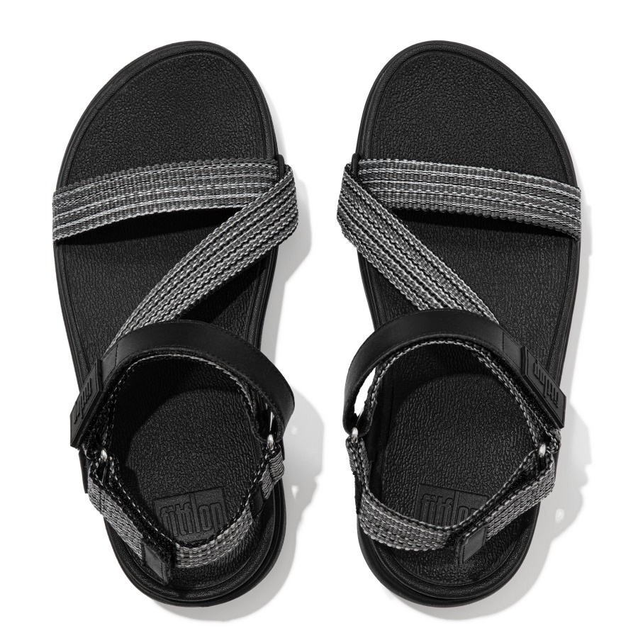 Fitflop LOOSH Webbing Z-Strap Sandals All Black