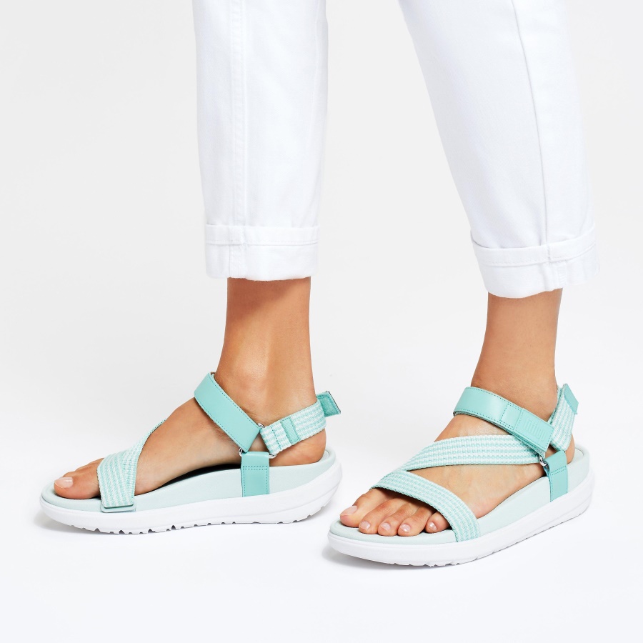 Fitflop LOOSH Webbing Z-Strap Sandals Sea Foam Green