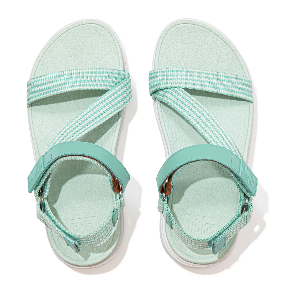 Fitflop LOOSH Webbing Z-Strap Sandals Sea Foam Green