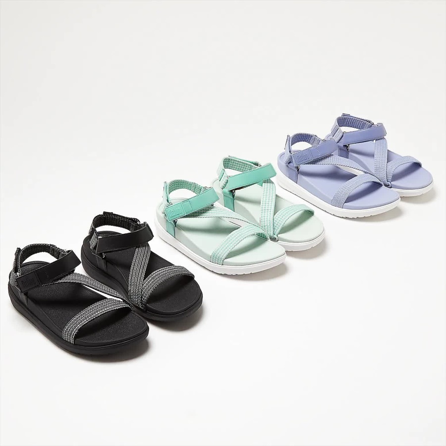 Fitflop LOOSH Webbing Z-Strap Sandals Sea Foam Green