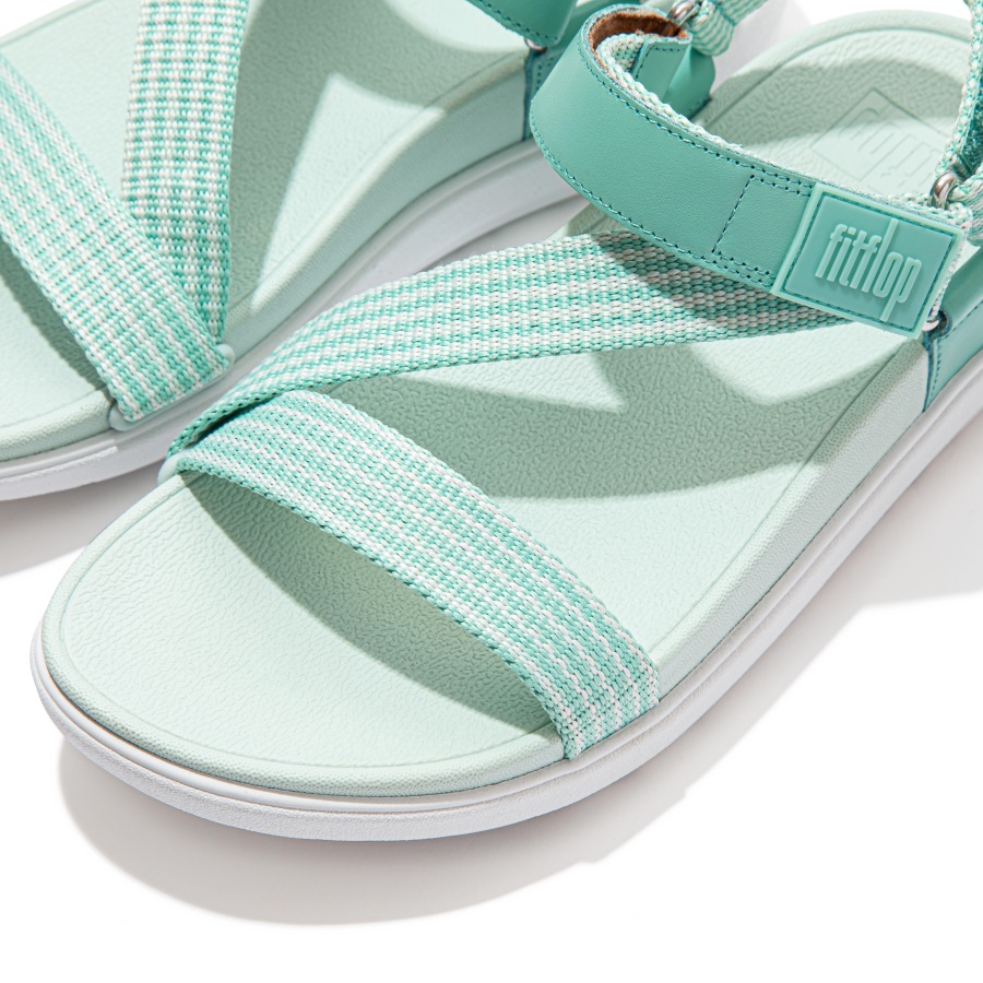 Fitflop LOOSH Webbing Z-Strap Sandals Sea Foam Green