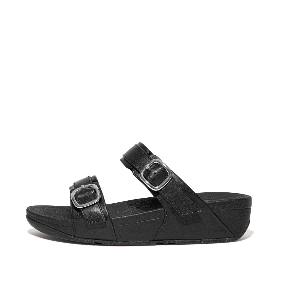 Fitflop LULU Adjustable Leather Slides All Black