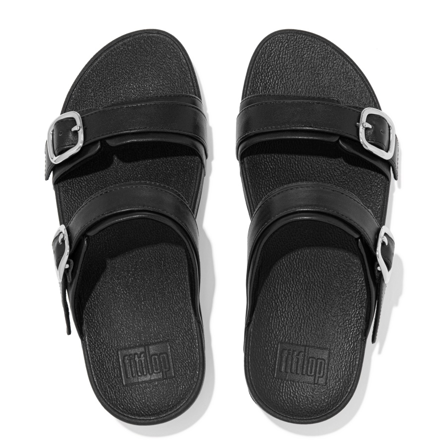 Fitflop LULU Adjustable Leather Slides All Black