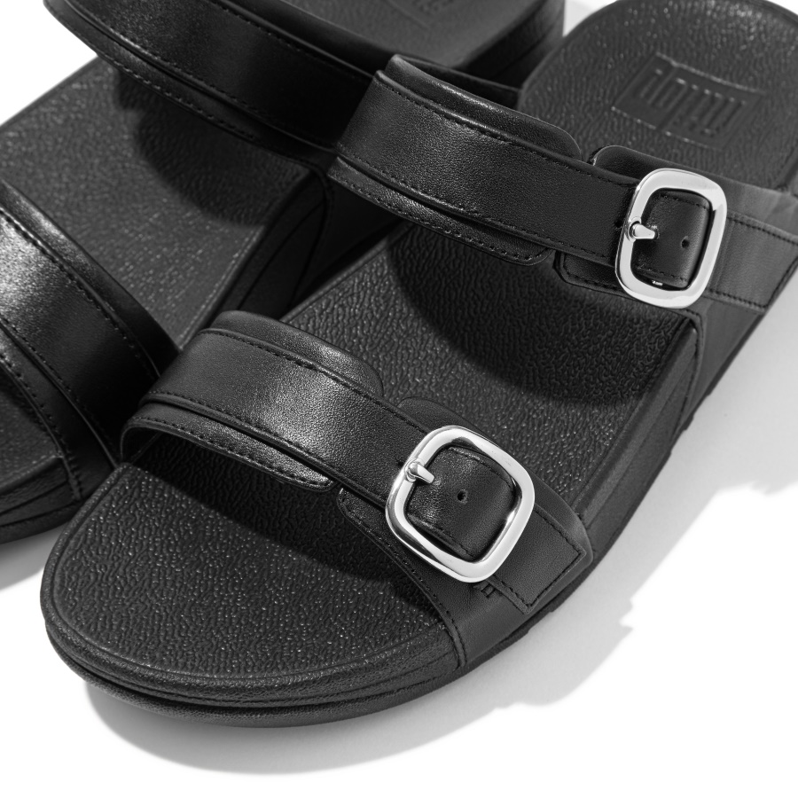 Fitflop LULU Adjustable Leather Slides All Black