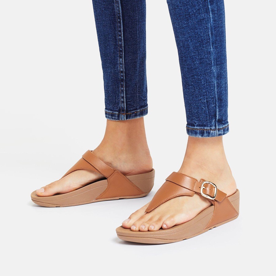 Fitflop LULU Adjustable Leather Toe-Post Light Tan