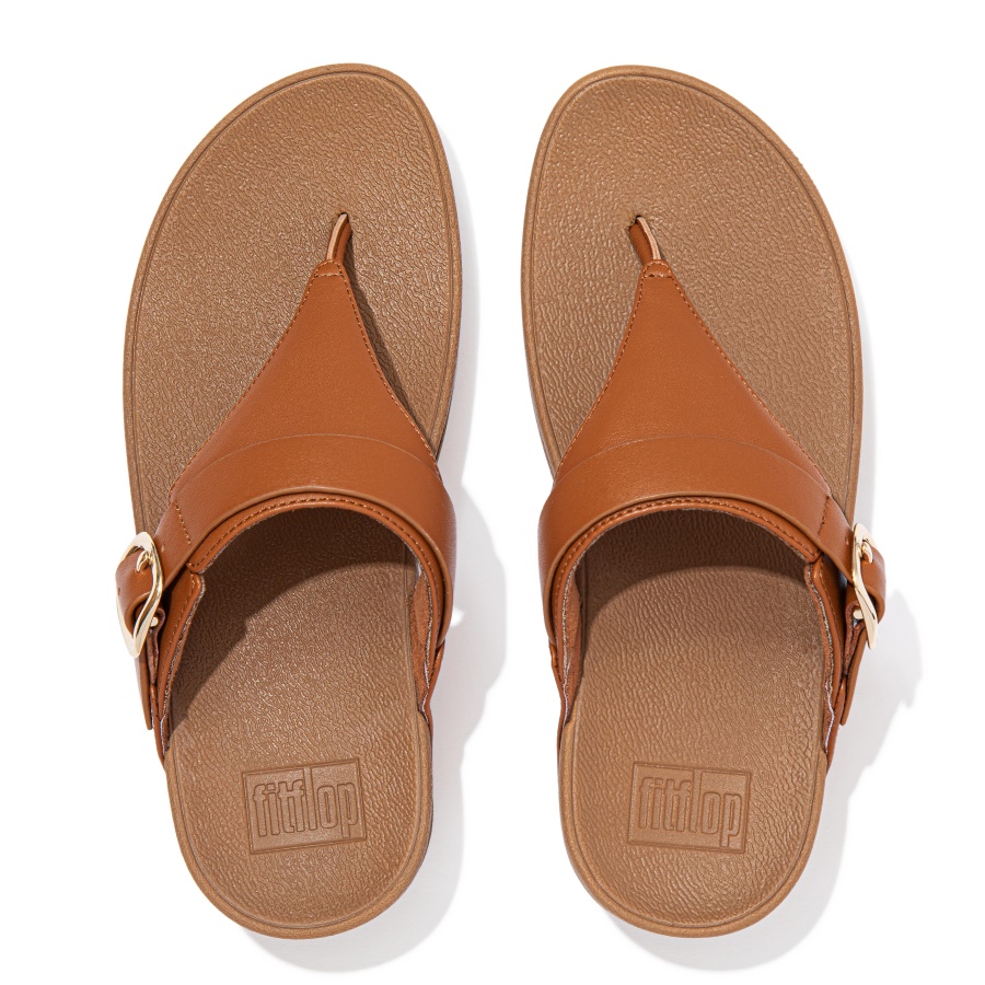 Fitflop LULU Adjustable Leather Toe-Post Light Tan