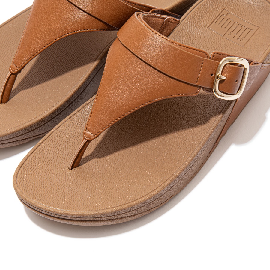 Fitflop LULU Adjustable Leather Toe-Post Light Tan