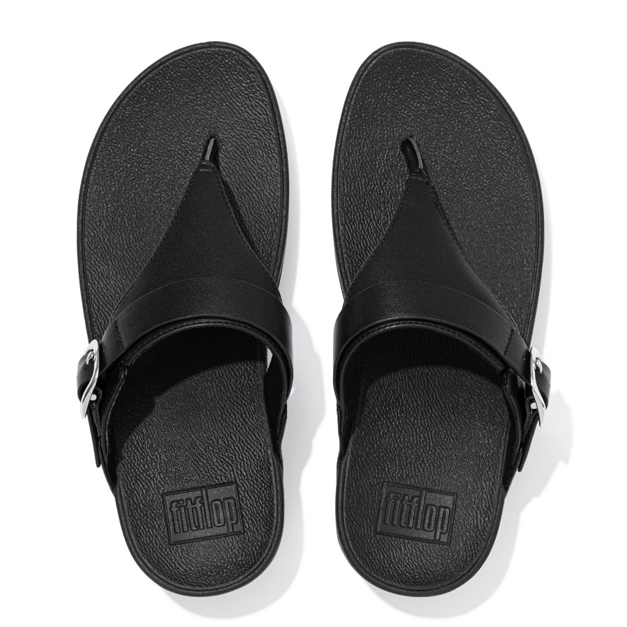 Fitflop LULU Adjustable Leather Toe-Posts All Black