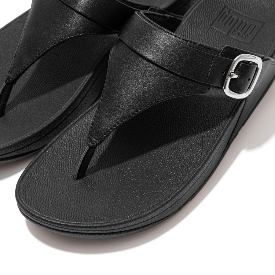 Fitflop LULU Adjustable Leather Toe-Posts All Black